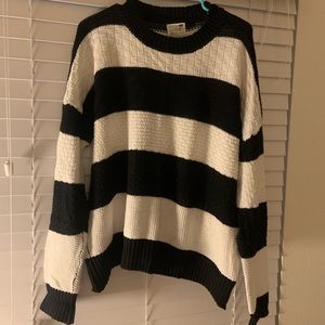 PacSun LA Hearts Oversized Black & White Striped Sweater Size M/L